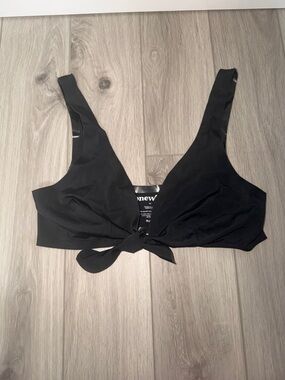 Black Tie-Front Bikini Top